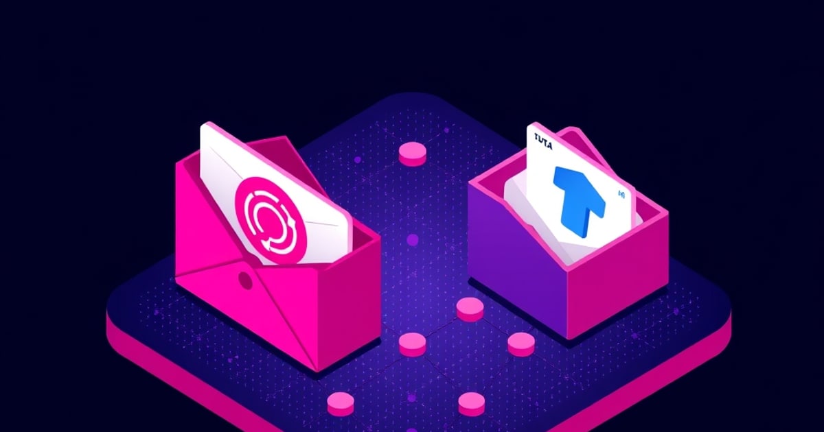 Isometric comparison of three encrypted email providers with PGP keys and security shields